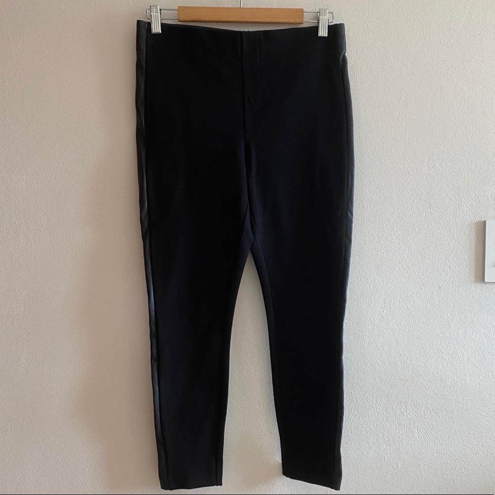 For The Republic Black Leggins Pleather Stripe